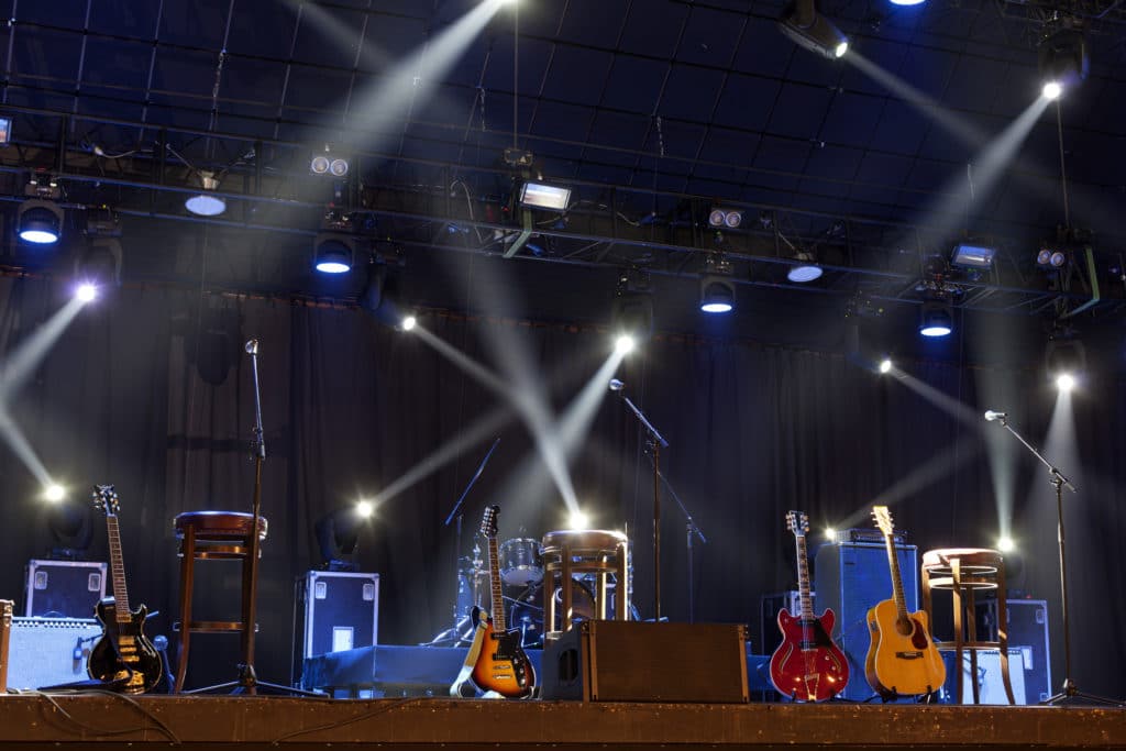 lights playing over empty stage