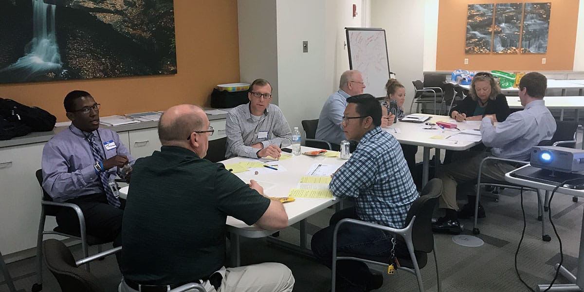 client workshop to create ideas to solve a business challenge